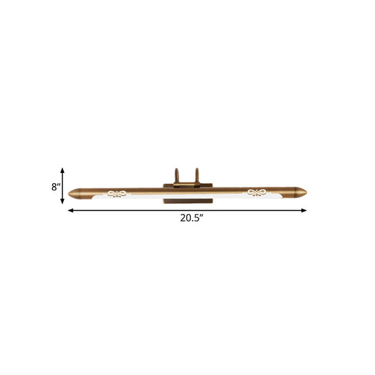 20.5/25.5/28 Led Bronze/Brass Vanity Light Fixture - Classic Metal Linear Sconce Lamp In White/Warm