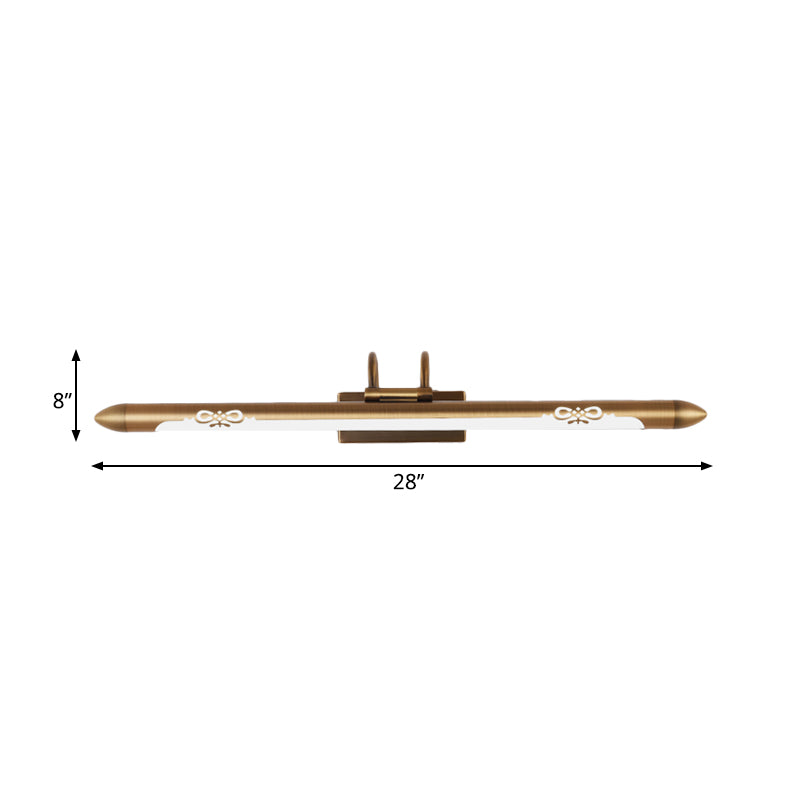 20.5/25.5/28 Led Bronze/Brass Vanity Light Fixture - Classic Metal Linear Sconce Lamp In White/Warm