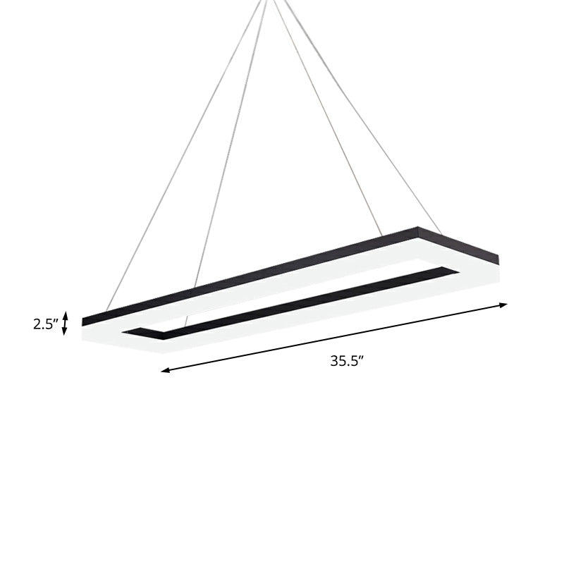 Black Rectangular Led Chandelier: Modern Acrylic Pendant Light In White/Warm/Natural Shades