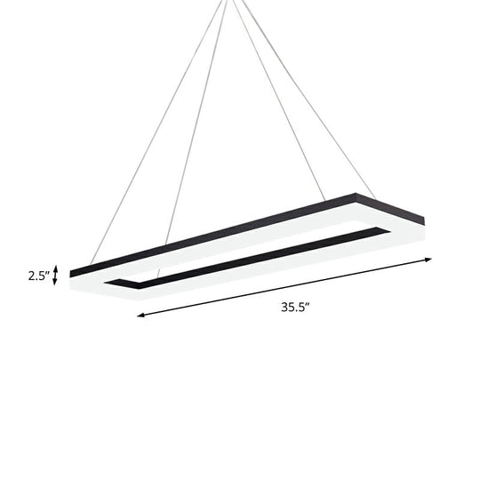 Black Rectangular Led Chandelier: Modern Acrylic Pendant Light In White/Warm/Natural Shades