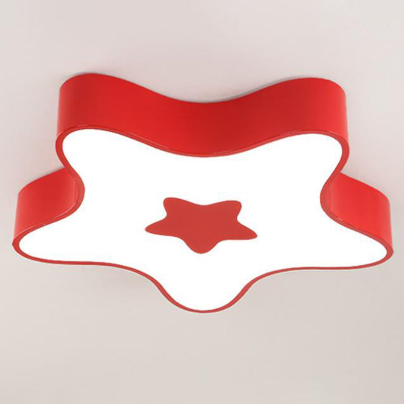 Led Flush Mount Nursery Light - Star Shade Acrylic Kids Style Fixture Red / White