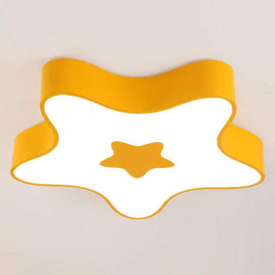 Led Flush Mount Nursery Light - Star Shade Acrylic Kids Style Fixture Yellow / White