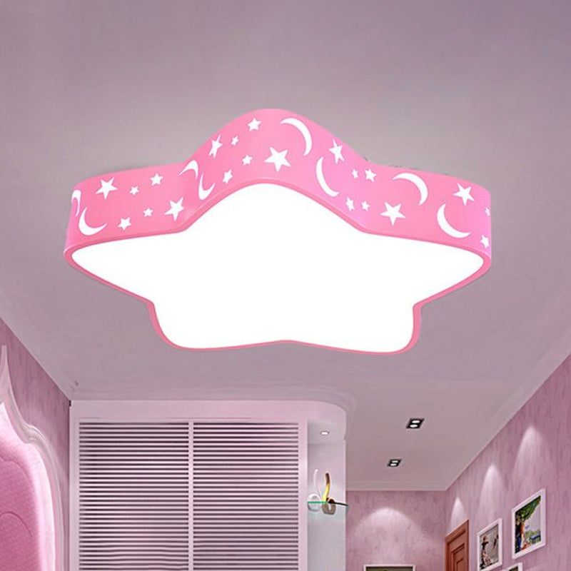 Cartoon Star Led Flush Mount Nursery Ceiling Light