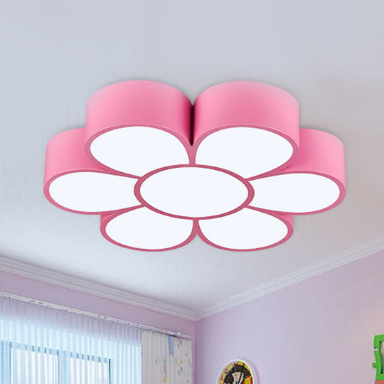 Floral Kindergarten Led Flush Ceiling Light Fixture Pink / 18 White