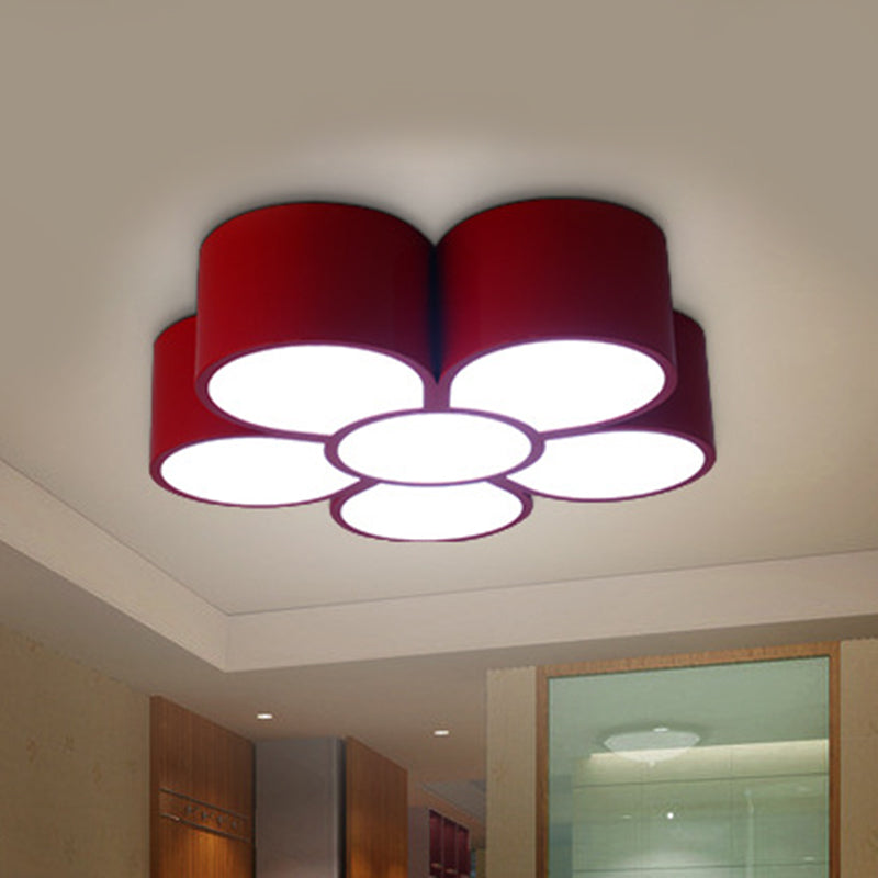 Floral Kindergarten Led Flush Ceiling Light Fixture Red / 18 White