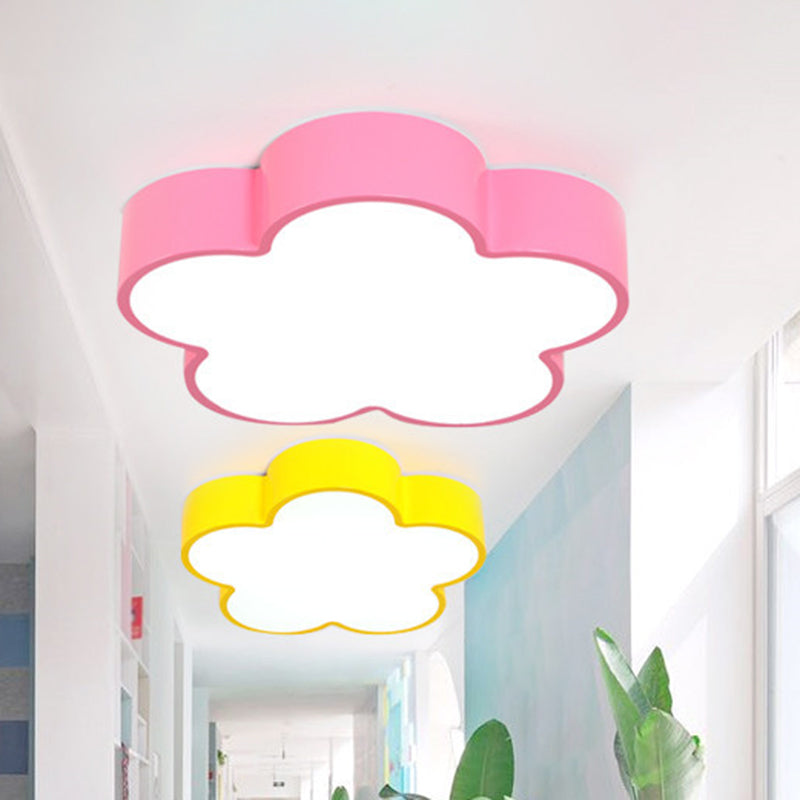 Cartoon Metallic Nursery LED Flush Mount Lighting Fixture with Flower Shaped Design