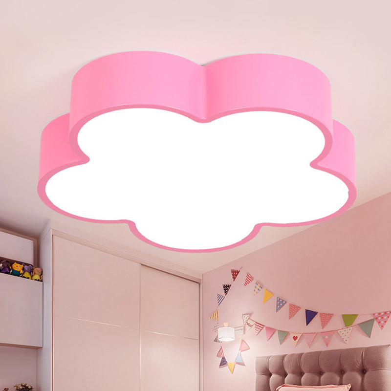 Cartoon Metallic Nursery LED Flush Mount Lighting Fixture with Flower Shaped Design