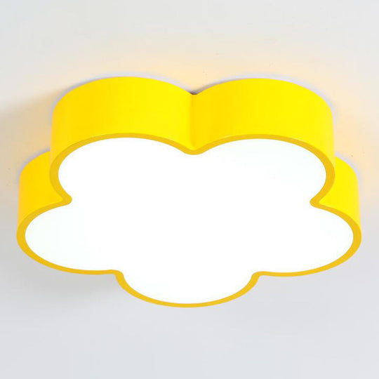 Cartoon Metallic Nursery LED Flush Mount Lighting Fixture with Flower Shaped Design