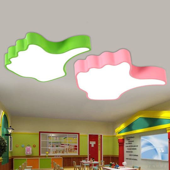 Kids LED Flush Mount Ceiling Light - Fun Thumb-Up Shade Design for Nursery