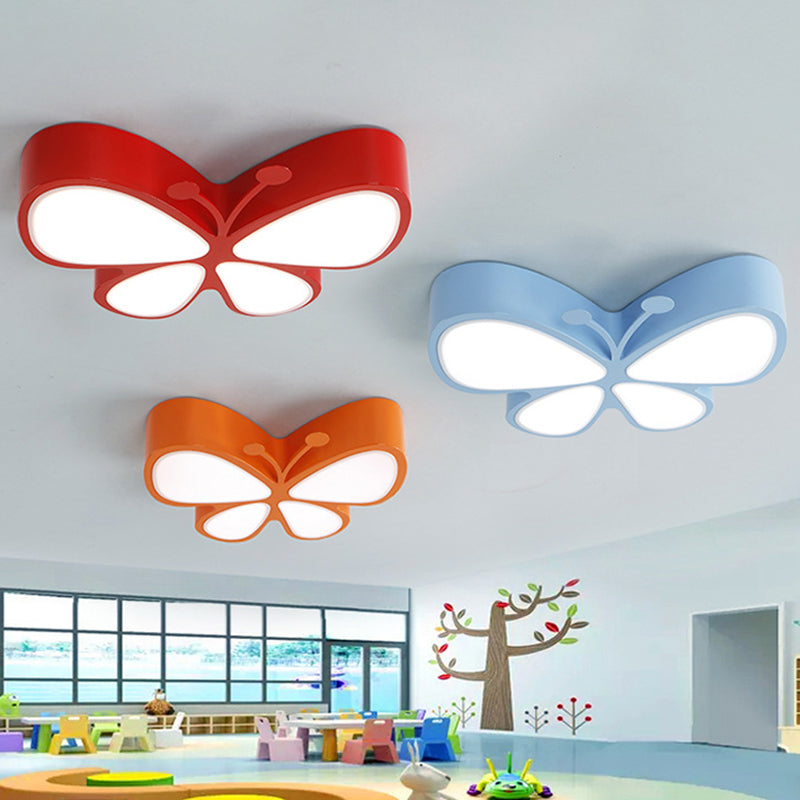 Acrylic LED Flush Mount Ceiling Light for Kindergarten with Butterfly Design