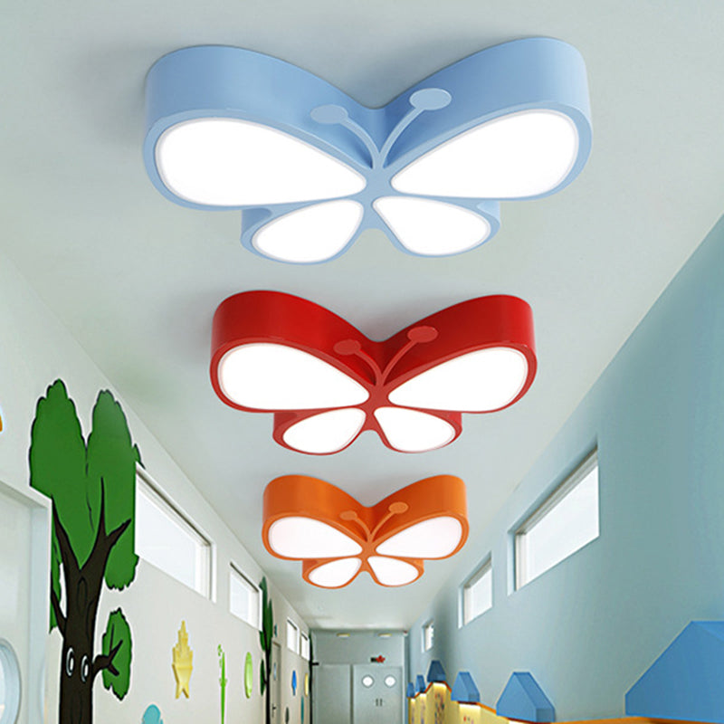 Acrylic LED Flush Mount Ceiling Light for Kindergarten with Butterfly Design