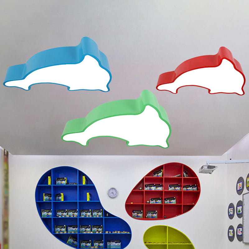 Minimalist Acrylic Kindergarten Led Flush Ceiling Light Fixture - Dolphin