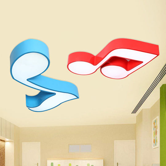 Kindergarten Flush Ceiling Light - Music Note Acrylic LED Cartoon Fixture