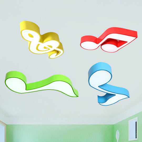 Kindergarten Flush Ceiling Light - Music Note Acrylic LED Cartoon Fixture