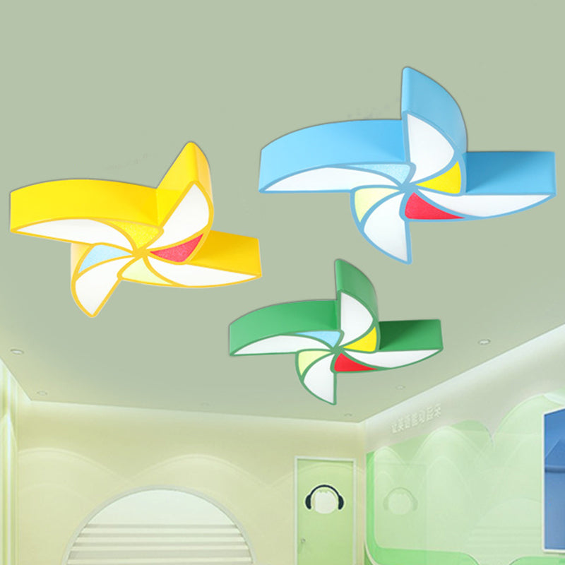 Minimalist LED Nursery Ceiling Light with Pinwheel Shade and Acrylic Flush Mount