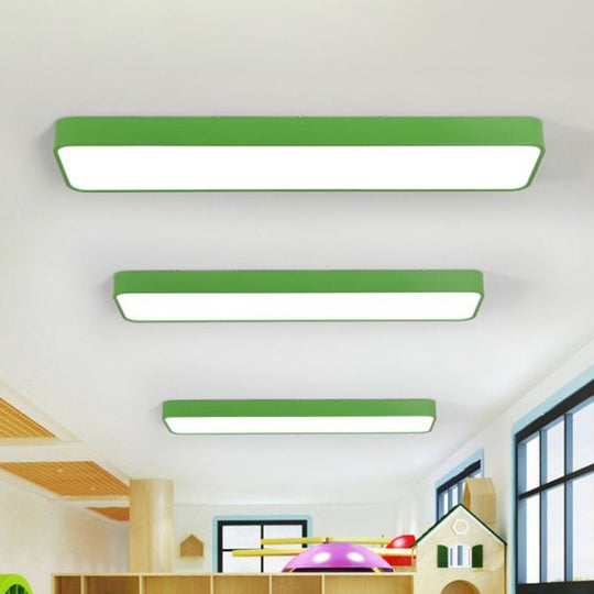 Led Nursery Lighting: Kid-Friendly Rectangular Flush Mount Green