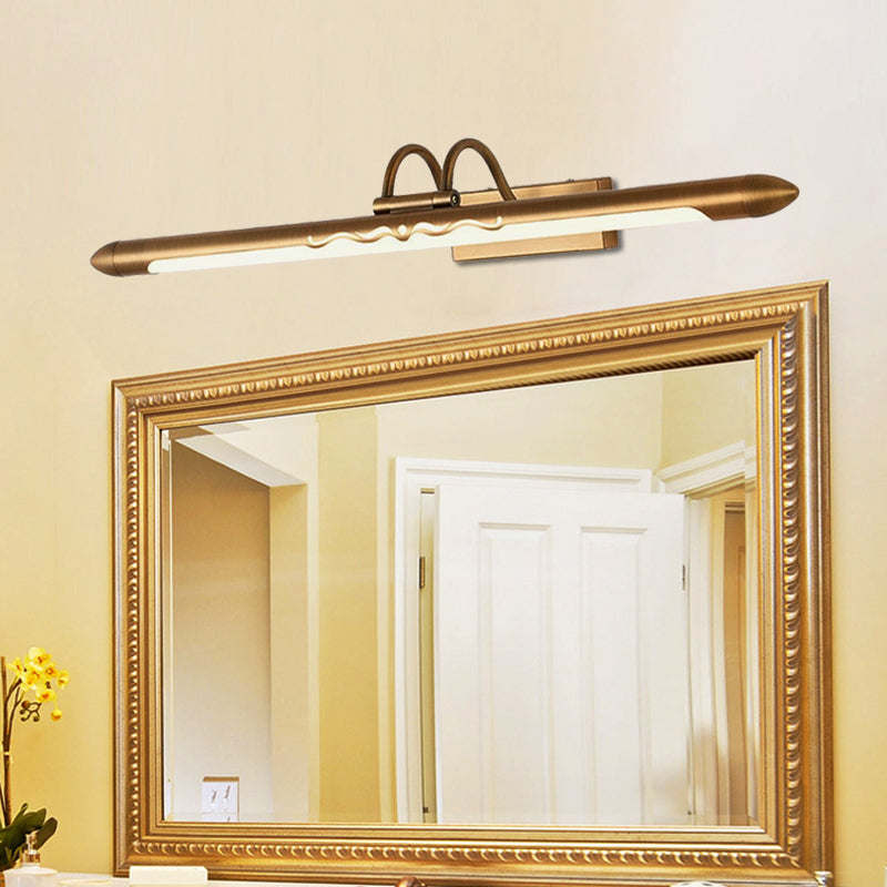 Led Linear Vanity Sconce In Classic Bronze/Brass Wall Mounted Lamp White/Warm Lighting Sizes: