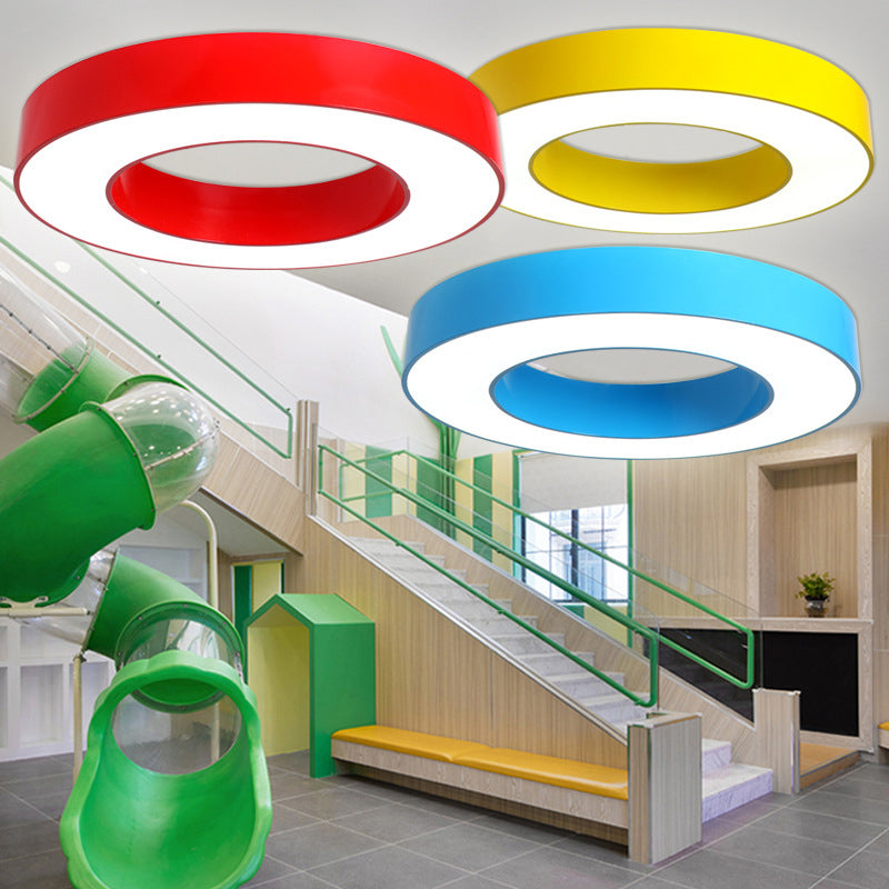 Kindergarten Chandelier - Simplicity Ring Shade Led Ceiling Light Fixture