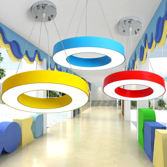 Kindergarten Chandelier - Simplicity Ring Shade Led Ceiling Light Fixture