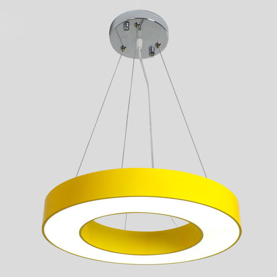 Kindergarten Chandelier - Simplicity Ring Shade Led Ceiling Light Fixture Yellow / 23.5 White