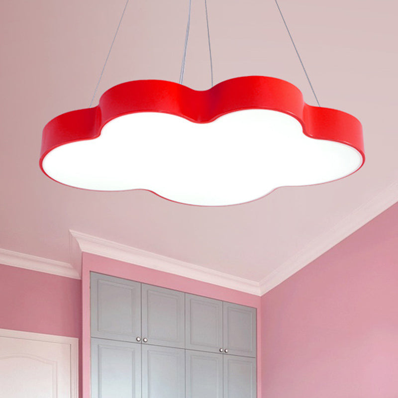 Acrylic Minimalist Led Pendant Light Fixture For Nursery - Cloud Shade Chandelier Red / Natural