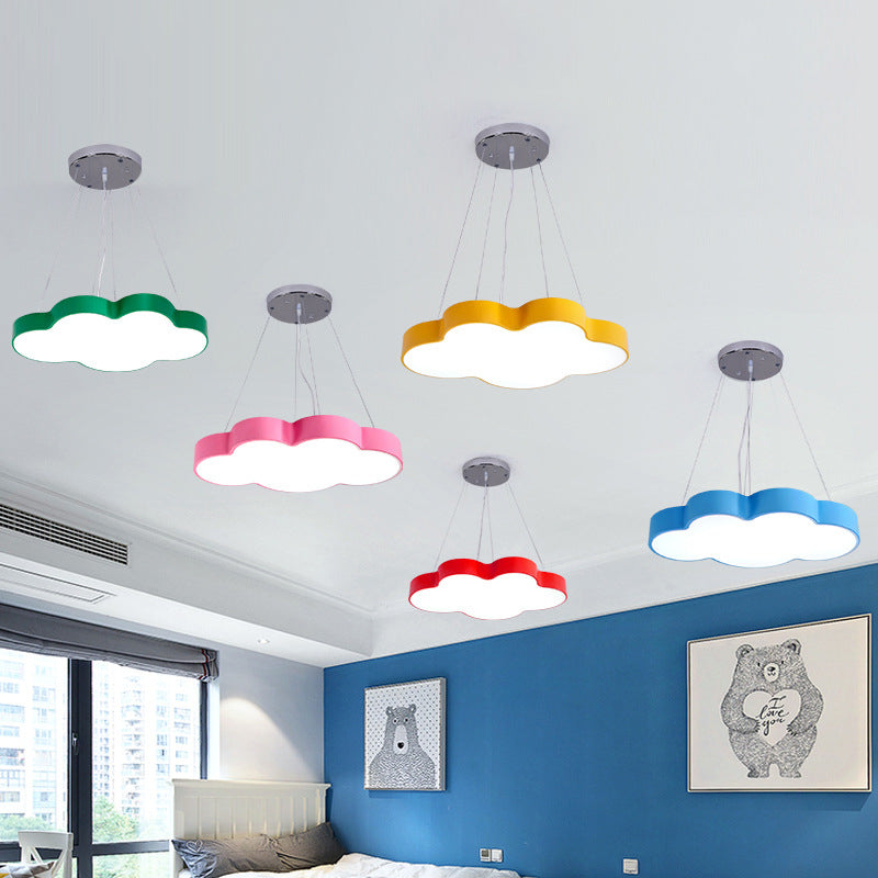 Acrylic Minimalist Led Pendant Light Fixture For Nursery - Cloud Shade Chandelier