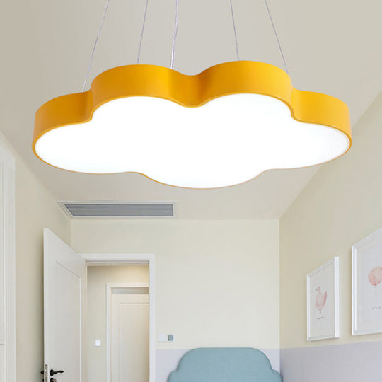 Acrylic Minimalist Led Pendant Light Fixture For Nursery - Cloud Shade Chandelier Yellow / Natural