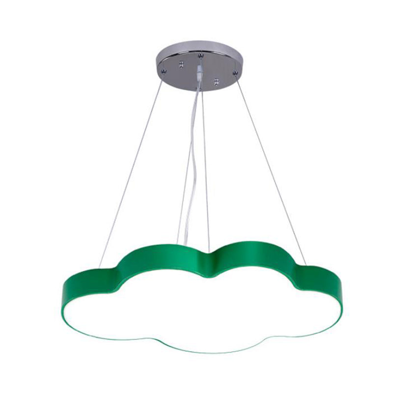 Acrylic Minimalist Led Pendant Light Fixture For Nursery - Cloud Shade Chandelier Green / Natural