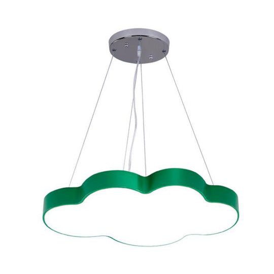 Acrylic Minimalist Led Pendant Light Fixture For Nursery - Cloud Shade Chandelier Green / Natural