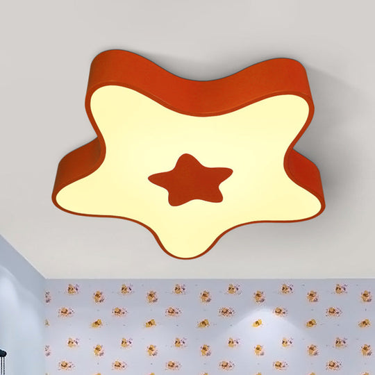 LED Star Shaped Flush Mount Ceiling Light for Kids - Metallic Finish, Ideal for Kindergarten