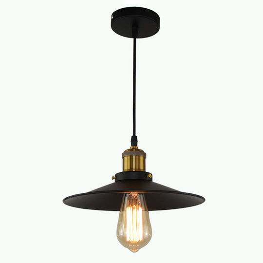 Metallic Flared Shade Pendant Light With Black Finish For Restaurants / 10