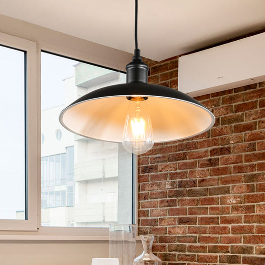 Metallic Retro-Style Pendant Light For Restaurants - Single Head Pot Cover Suspension Ceiling