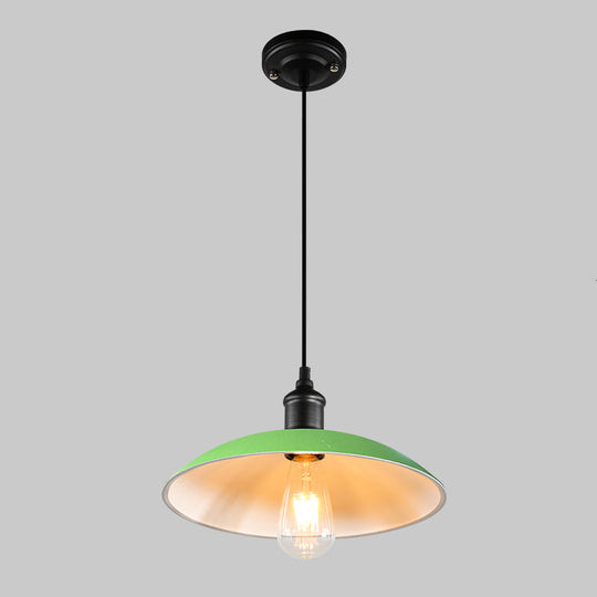 Metallic Retro-Style Pendant Light For Restaurants - Single Head Pot Cover Suspension Ceiling