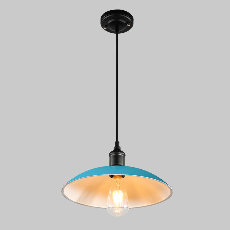 Metallic Retro-Style Pendant Light For Restaurants - Single Head Pot Cover Suspension Ceiling