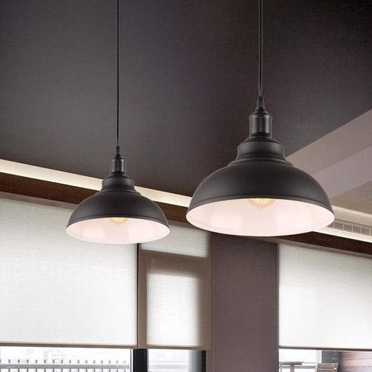 Black & White Pot Lid Ceiling Light - Industrial Metallic Pendant Light for Restaurants