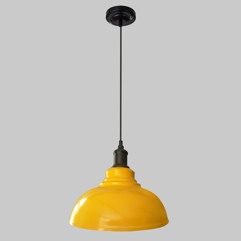 Antique Metal Pendant Light For Dining Room - 1-Light Hanging Fixture Yellow / 12