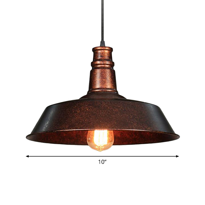 Retro Rustic 1-Light Pot Lid Pendant Ceiling Light for Restaurant - Metallic Finish