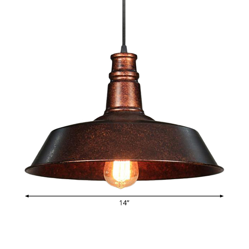 Retro Rustic 1-Light Pot Lid Pendant Ceiling Light for Restaurant - Metallic Finish