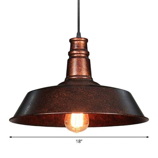 Retro Rustic 1-Light Pot Lid Pendant Ceiling Light for Restaurant - Metallic Finish