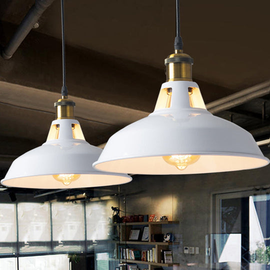 Retro-Style Metallic Pendant Light With Pot Lid Suspension - Perfect For Restaurants White / 10.5