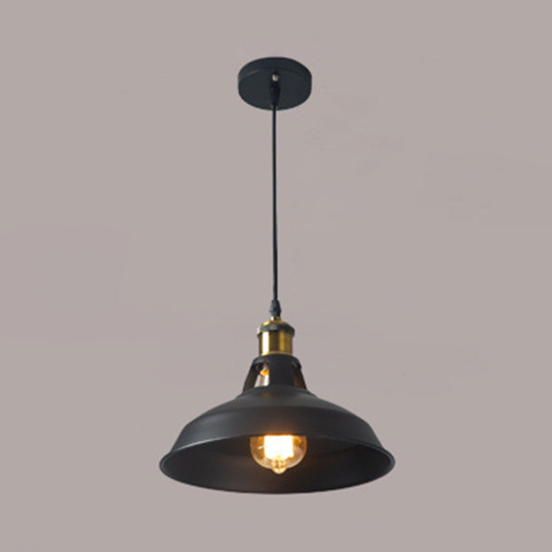 Retro-Style Metallic Pendant Light With Pot Lid Suspension - Perfect For Restaurants Black / 10.5