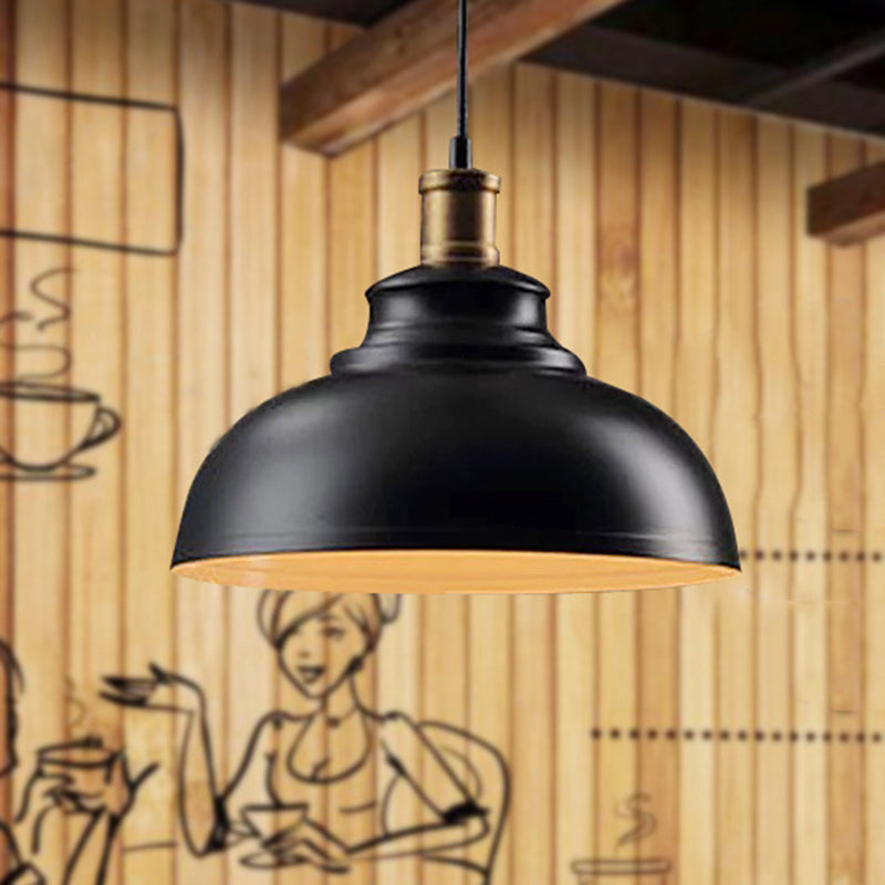 Industrial Dome Pendant Light for Restaurants, Iron Shade, Single Ceiling Mount