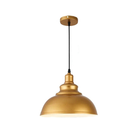 Industrial Single Pendant Ceiling Light With Iron Dome Shade For Restaurants Gold / 12