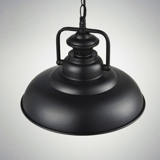 Industrial Ceiling Pendant Light for Dining Room - Single Metal Hanging Light with Handle