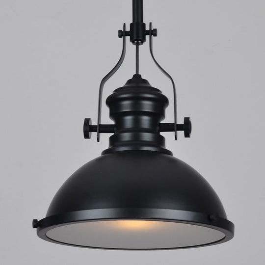 Iron Pendant Lighting - Loft Style 1-Light Restaurant Hanging Light Fixture With Pot Cover Black