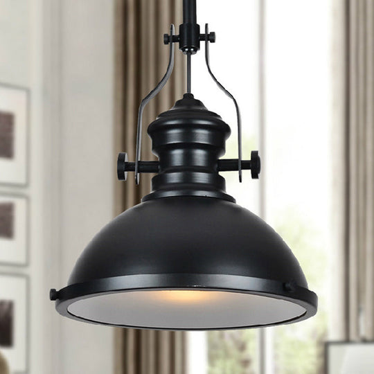 Loft Style Iron Pendant Lighting: Pot Cover 1-Light Hanging Fixture for Restaurants