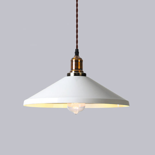 Restaurant Hanging Pendant Light Industrial Metal Cone Shade Ceiling Fixture White / A