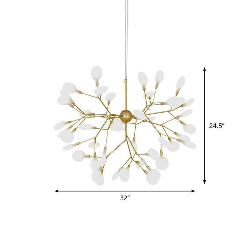 Nordic Living Room LED Pendant Light: Firefly Shade Chandelier in Gold