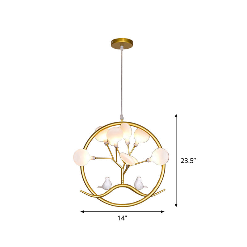 Modern Led Suspension Chandelier: Artistic Tree Design With Firefly Shade In Gold