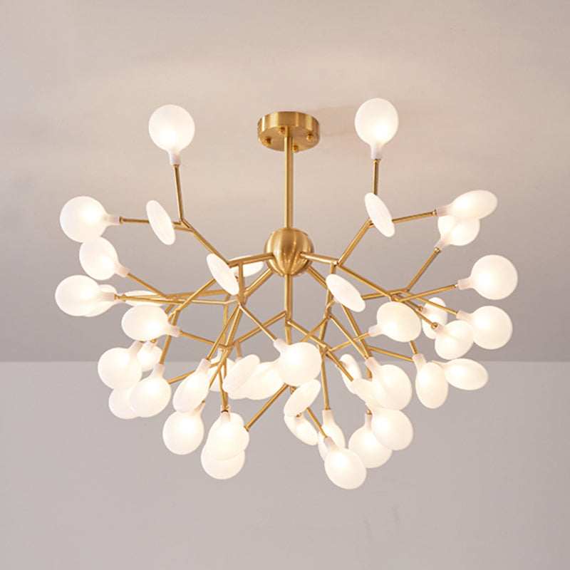 Gold Nordic LED Chandelier Pendant Light for Bedroom - Branched Firefly Design